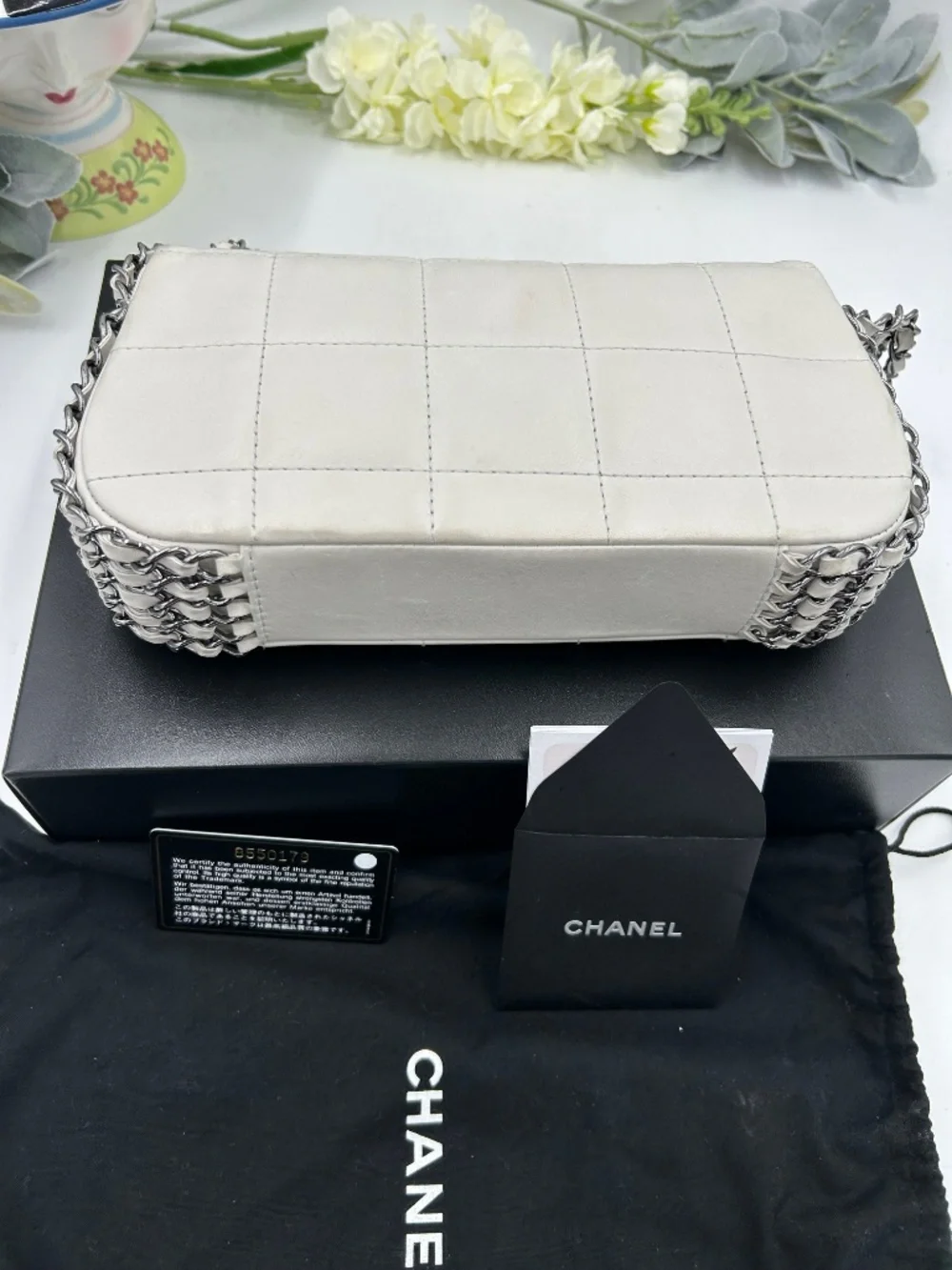 Women’s Chanel Chocolate Bar Multi-Chain Flap Bag. Made in Italy.